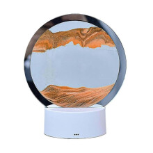 (Yellow) Hot! 3d Moving Sand Art Desk Lamp Art Hourglass Table Lamp Art Bedroom Led Table Lamp