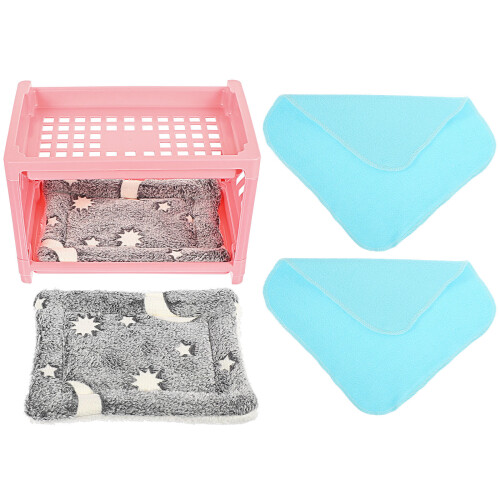 Detachable Pink Hamster Hideout Multi-Function Small Pet Bed