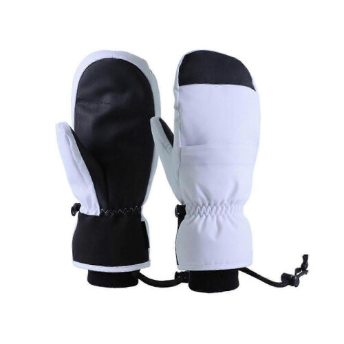 (M, White) Snowboard Gloves Mittens Warm Touch Screen Waterproof Ski Gloves