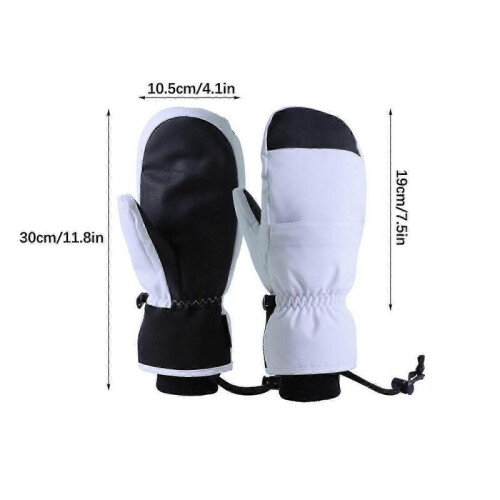 (M, White) Snowboard Gloves Mittens Warm Touch Screen Waterproof Ski Gloves 1