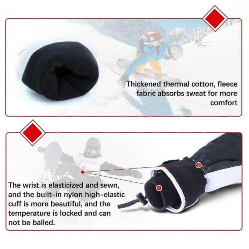 (L,Pink)Snowboard Gloves Mittens Warm Touch Screen Waterproof Ski Gloves 2