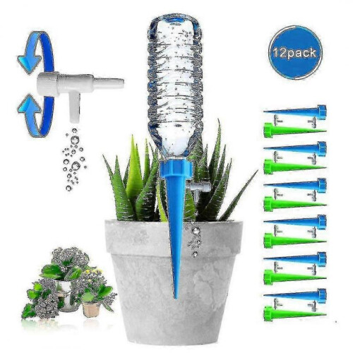 12 Pack Plant Automatic Watering Spikes with Slow Release Drip System & Control Valve