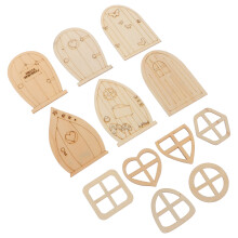 48Pcs Khaki DIY Wooden Fairy House Doors for Kids Painting Crafts