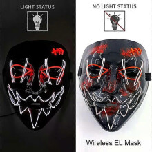(style 15) Wireless Neon LED Purge Mask Glow in The Dark Cosplay Horror Mask Halloween Masquerade Party Masks Glowing Funny Dress Up