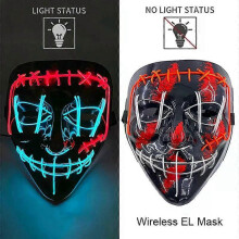 (style 14) Wireless Neon LED Purge Mask Glow in The Dark Cosplay Horror Mask Halloween Masquerade Party Masks Glowing Funny Dress Up