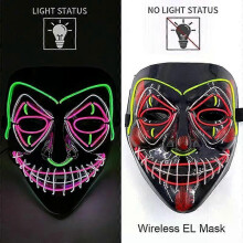 (style 12) Wireless Neon LED Purge Mask Glow in The Dark Cosplay Horror Mask Halloween Masquerade Party Masks Glowing Funny Dress Up