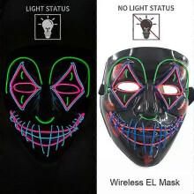 (style 5) Wireless Neon LED Purge Mask Glow in The Dark Cosplay Horror Mask Halloween Masquerade Party Masks Glowing Funny Dress Up