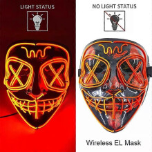 (style 19) Wireless Neon LED Purge Mask Glow in The Dark Cosplay Horror Mask Halloween Masquerade Party Masks Glowing Funny Dress Up