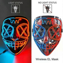 (style 20) Wireless Neon LED Purge Mask Glow in The Dark Cosplay Horror Mask Halloween Masquerade Party Masks Glowing Funny Dress Up