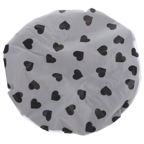 Black Shower Cap Large for Long Hair Double-Layer Design 1