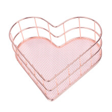 Wrought Iron Tablett Herzform Metall Roségold Wohnaccessoire