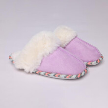 (Lilac, UK5/6) London Shoe Co Ladies & Girls Luxury Slip On Winter Striped Mule Slippers, UK3 to UK8