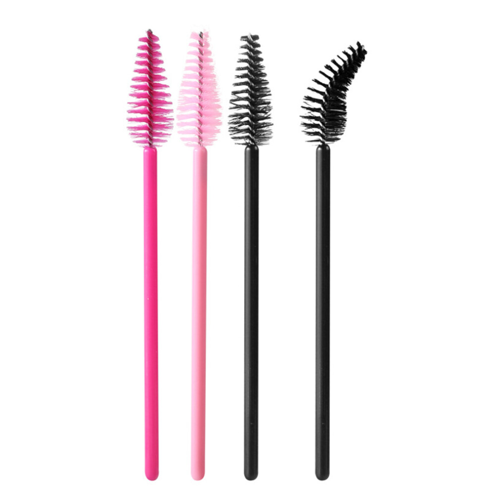 Solustre 100 Pcs Disposable Eyelash Mascara Brush Applicators (Rosy)
