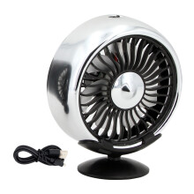 2 Pcs USB Car Air Cooling Fan Dashboard Mounted Adjustable Silver