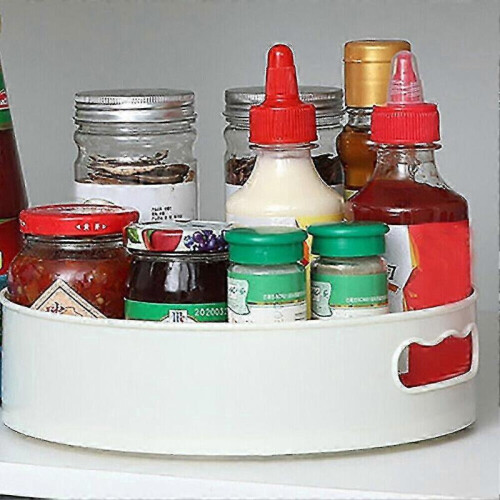 (White) Kitchen Turntable with Rotation Storage Rack and 2pcs Lazy Susan Trays 1