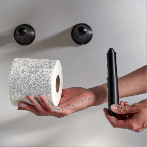 Black Plastic Spring Loaded Toilet Paper Holder Replacement Rod (2 Pack) 2