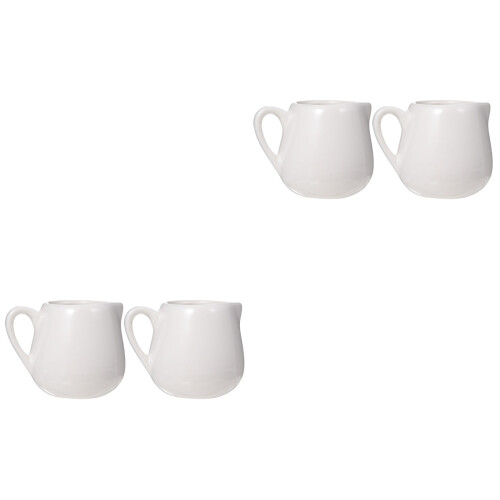4 Pcs Mini Milk Jug Ceramic Sauce Cup With Handle 2