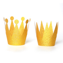 18 Pcs Glitter Birthday Crown Hats For Kids And Adults Golden