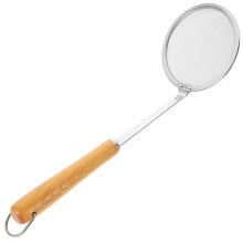 Stainless Steel Grease Spoon Kitchen Strainer Mesh Fine Wooden Handle
