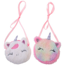 8 Pcs Unicorn Plush Coin Purses Cartoon Crossbody Bag For Travel