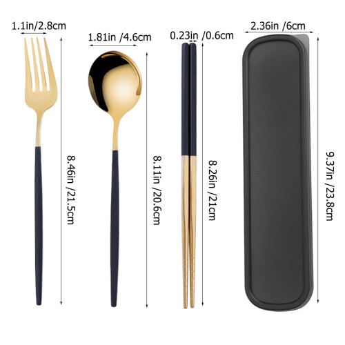 Portable Stainless Steel Tableware Set With Spoon Chopstick Fork 1