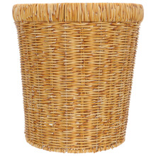 Light Brown Woven Plastic Trash Basket Versatile Kitchen Organizer