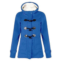(L, Blue) Women Outwear Winter Warm Hooded Coat Windproof Long Sleeve Thicken Parka