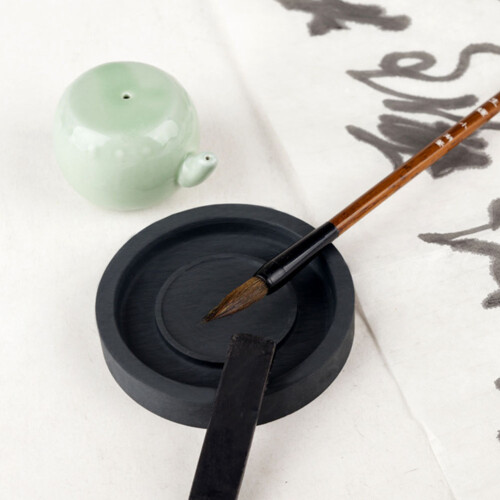 Calligraphy Inkstone With Cover Durable Brush Practice Stone 2