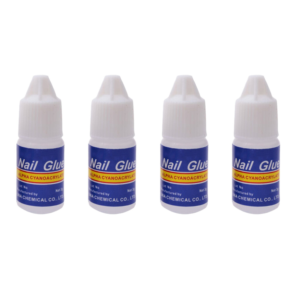 Inoomp 4Pcs 3G Acrylic Nail Art Glue Bottle Tips For Uv Gel Manicure