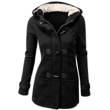 (4XL, Black) Women Outwear Winter Warm Hooded Coat Windproof Long Sleeve Thicken Parka