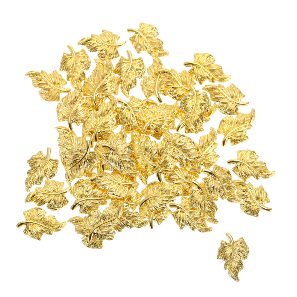 Solustre 100Pcs Small Leaf Shape Nail Art Charms Decoration