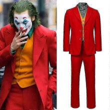 (M, With wig) Movie Joker Cosplay Costume For Men And Kids Arthur Fleck Full Set Halloween Fancy Dress Carnival Costume
