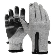 Cycling Gloves Touch Screen Waterproof Warm L Gray