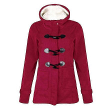 (XL, Wine Red) Women Outwear Winter Warm Hooded Coat Windproof Long Sleeve Thicken Parka