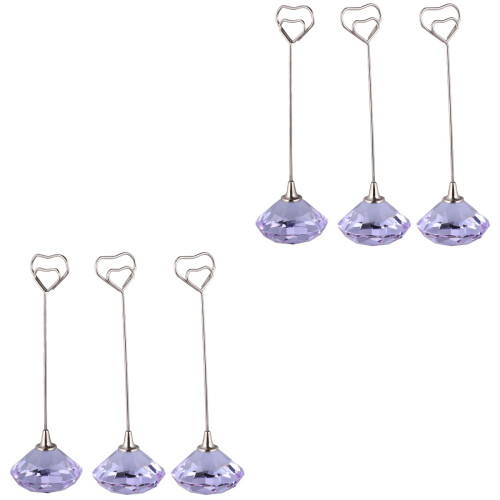 6 Pcs Heart Iron Wire Memo Holder With Purple 2