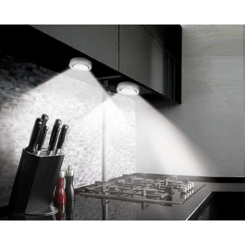 Battery Powered LED Closet Lights - 6 Pack Adhesive Stick-On Lights for Kitchen, Wardrobe (Silver) 2