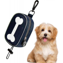 (Dunkelblau) Bone pattern leash poop bag holder, Reusable leash attachment dispenser with clip-on pet supplies for travel, walking, park and Ulapithi.