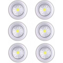 Battery Powered LED Closet Lights - 6 Pack Adhesive Stick-On Lights for Kitchen, Wardrobe (Silver)