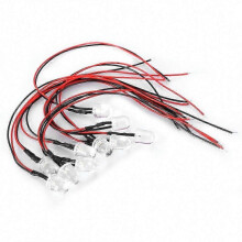 10pcs 12V 10mm Multicolor LED Diode Lights with 20cm Cable 0.06W White