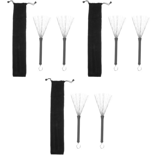 3 Sets Portable Drum Stick Wire Brush With Bag 2