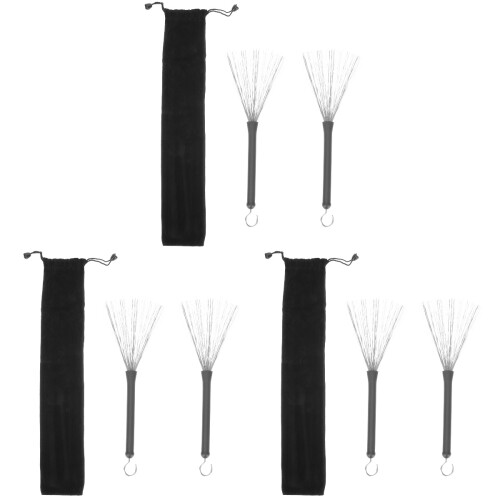 3 Sets Portable Drum Stick Wire Brush With Bag 1