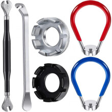 5 Pieces Bicycle Spoke Wrench Bike Spoke Tool with 1 Piece Tire Lever Bike Rim Correct Kit Cycling Pocket Tools for Bike Repair, Totally 6 Pieces Spok