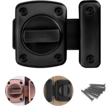 (Black) Security Door Lock, Bolt Lock Solid Revolving Spring Latch/Pet Door Lock, Cabinet Furniture,Windows,Bathroom