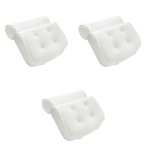 3Pcs 3D Mesh Spa Bath Pillow With 6 Suction Cups For Neck Back Support 2