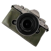 (Green) Compatible For Nikon Z Fc Buffalo Texture PU Leather Bottom Case Half Body Camera Cover with Battery Opening