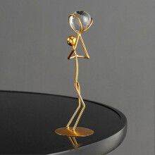 (Running Dribble) Gold Athletes With Crystal Ball Decoration Metal Geometric Sculpture For Home Office Desktop