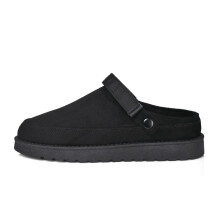 (BLACK, UK7) Woman Slippers Women Adjustable Clogs Warm Winter Cozy Slippers,Faux Fur,Lightweight,Non-Slip,Indoor and Outdoor Slippers for Women,Suede Sn