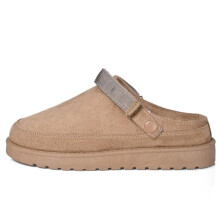 (KHAKI, UK7) Woman Slippers Women Adjustable Clogs Warm Winter Cozy Slippers,Faux Fur,Lightweight,Non-Slip,Indoor and Outdoor Slippers for Women,Suede Sn