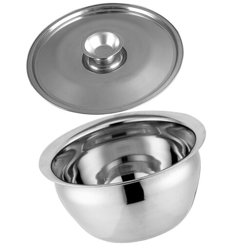 2 Sets Stainless Steel Covered Oil Storage Basin Kitchen Container 1