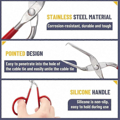 Zip Tie Remover Tool with Silicone Handle for Easy Cable Tie Opening 2